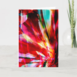 Tarjeta Red Aqua Yellow Resumen Diseño de Flor Fantasía
