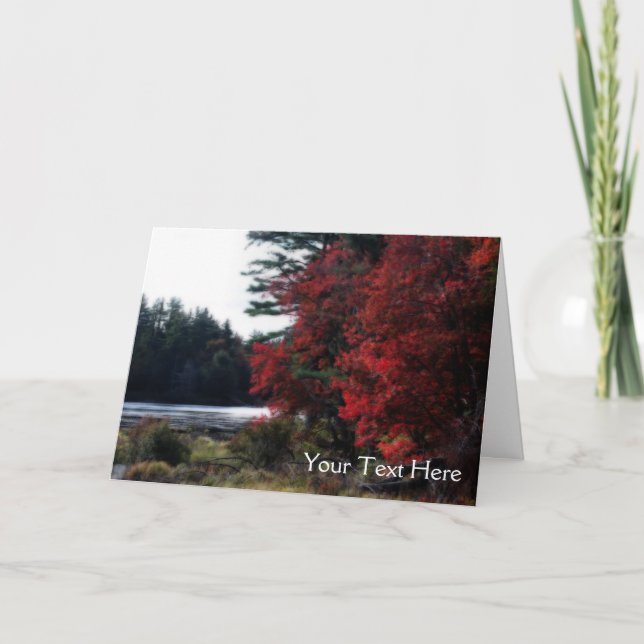 Tarjeta Red Autumans Leaves Pond Nature Photo Card (Anverso)