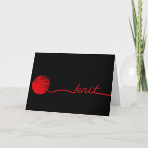 Tarjeta red ball of yarn for knitting birthday