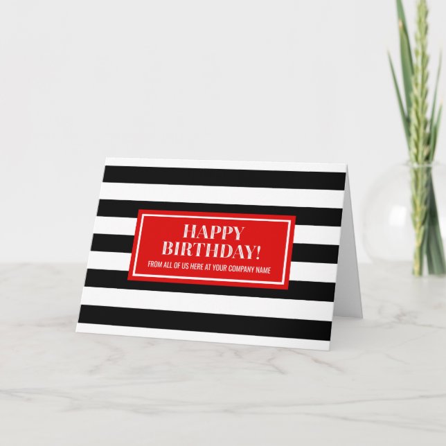 Tarjeta Red Black Stripes Business desde el cumpleaños del (Anverso)
