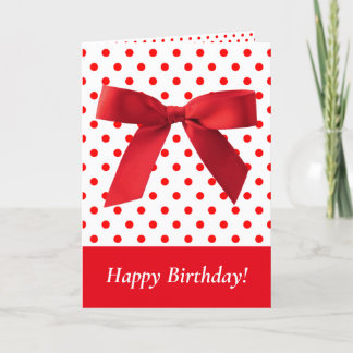 Tarjeta Red Bow Polka Dots Happy Birthday Festily Girly