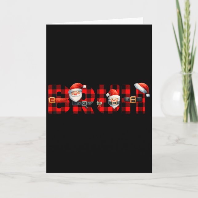 Tarjeta Red Buffalo Plaid Bruh Christmas Xmas Pajamas Boys (Anverso)