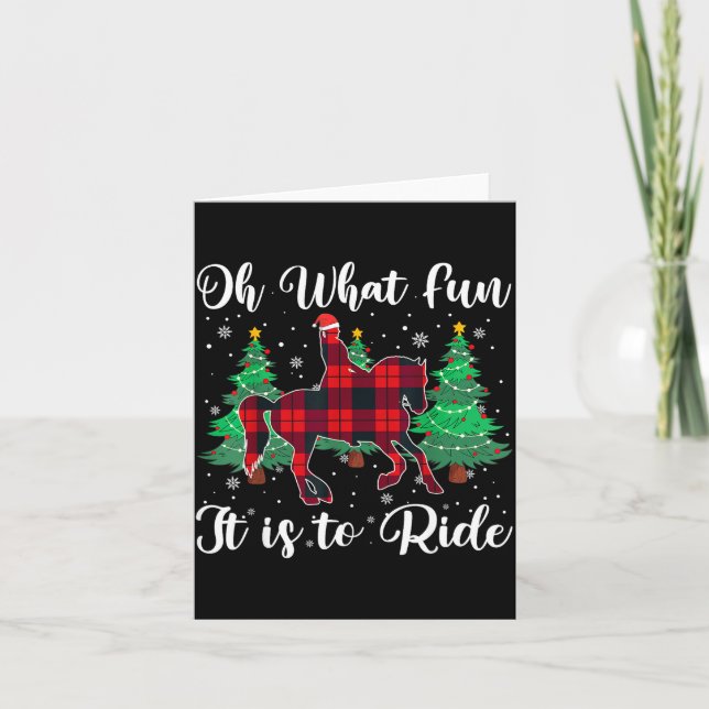Tarjeta Red Buffalo Plaid Horse Oh What Fun It Is To Ride  (Anverso)