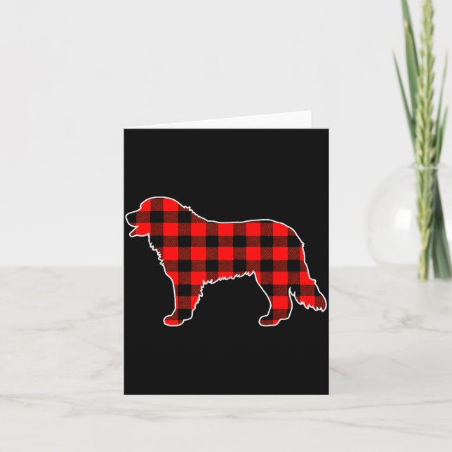Tarjeta Red Buffalo Plaid Pajama Bernese Mountain Christma (Anverso)