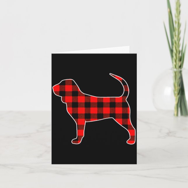 Tarjeta Red Buffalo Plaid Pajama Bloodhound Christmas Dog  (Anverso)