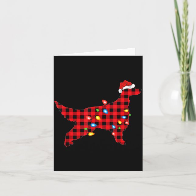 Tarjeta Red Buffalo Plaid Santa Irish Setter Dog Christmas (Anverso)