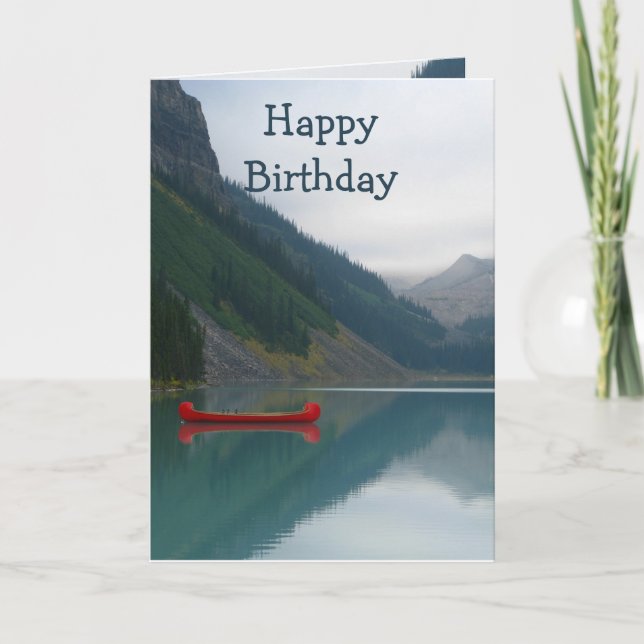 Tarjeta Red Canoe Pacífica Lake Birthday Wilderness (Anverso)