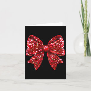 Tarjeta Red Coquette Bow Disco Ball Navidades Holiday Wome