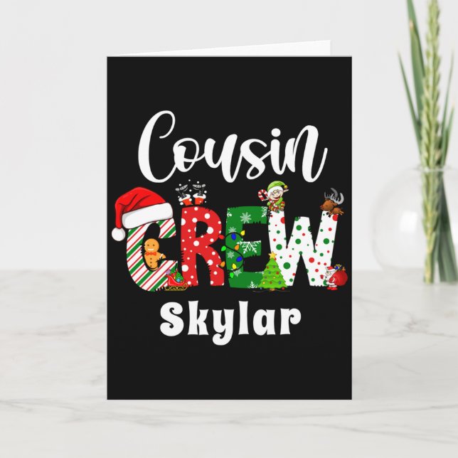 Tarjeta Red Cousin Crew Christmas Retro  (Anverso)