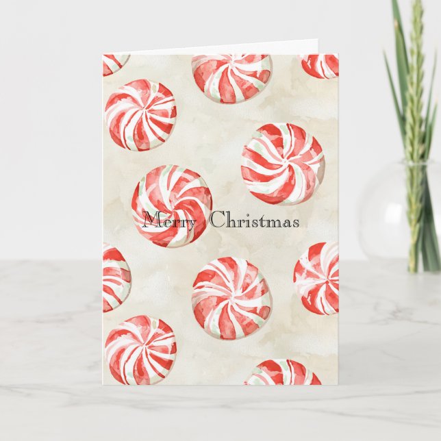 Tarjeta Red Cream Peppermint Candy Christmas (Anverso)