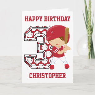 Tarjeta Red de Batalla de Béisbol Personalizada de Tercer