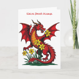 Tarjeta Red Dragon Amongst Daffodil Flowers