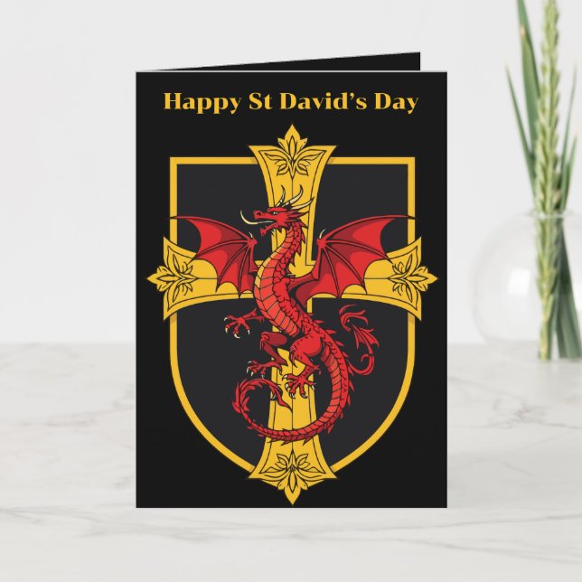 Tarjeta Red Dragon And Medieval Cross (Anverso)