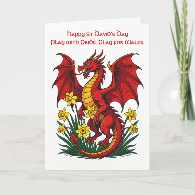 Tarjeta Red Dragon Stood Amongst Daffodils (Anverso)