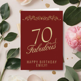 Tarjeta Red Elegant 70 y fabuloso cumpleaños 70