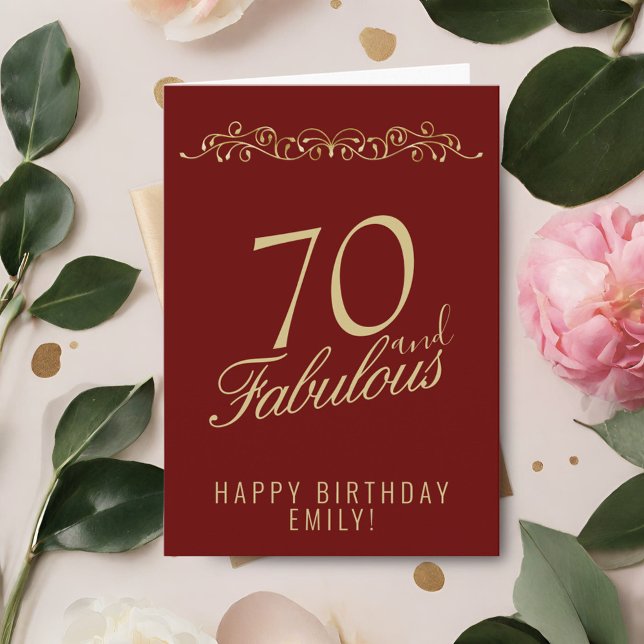Tarjeta Red Elegant 70 y fabuloso cumpleaños 70 (Subido por el creador)