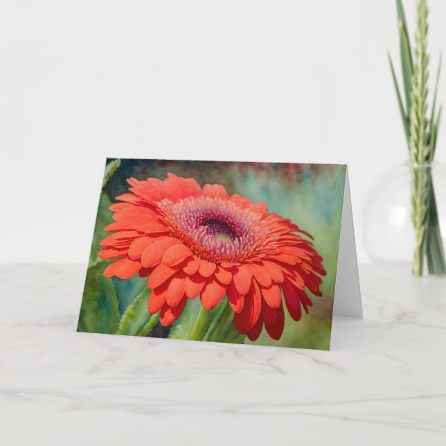 Tarjeta Red Gerbera Daisy Flower Art Note Card (Anverso)