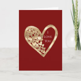 Tarjeta Red Gold Hearts Love