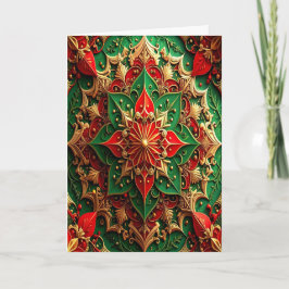 Tarjeta Red Green Gold Decorative Holiday Card