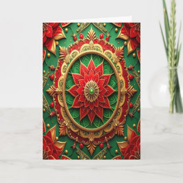 Tarjeta Red Green Gold Decorative Holiday Card