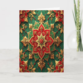 Tarjeta Red Green Gold Decorative Holiday Card