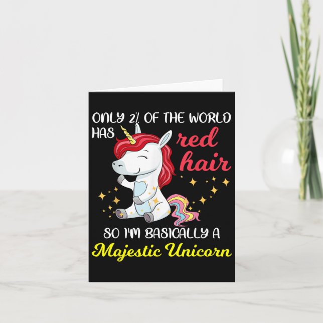 Tarjeta Red Hair Majestic Unicorn Funny Ginger Head Pride  (Anverso)