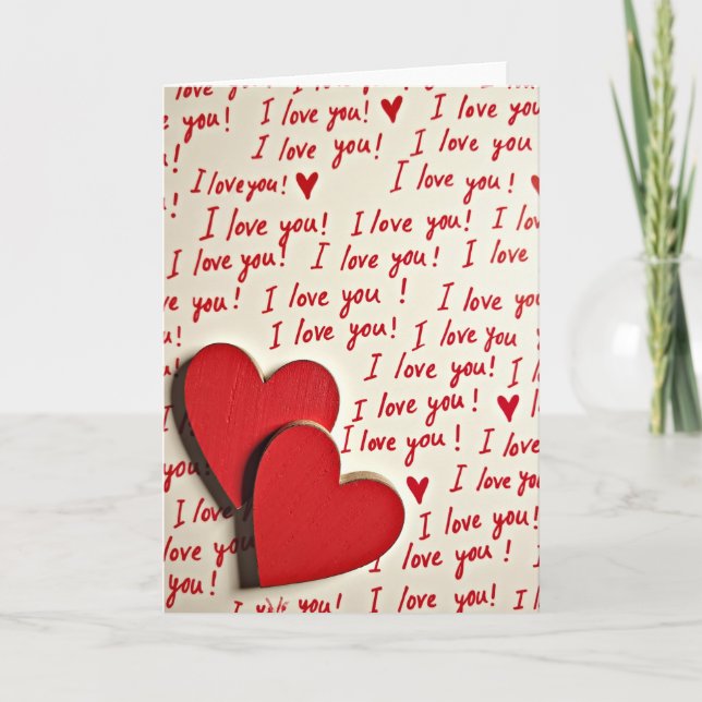 Tarjeta Red Handwritten Valentines Love Card (Anverso)