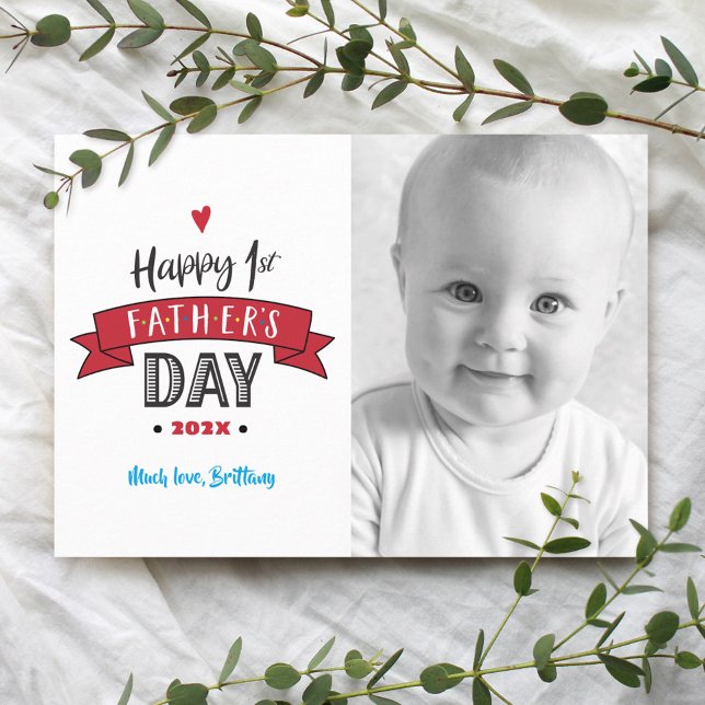 Tarjeta Red Happy 1er Día del Padre Fotografía audaz (Subido por el creador)