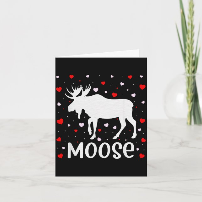 Tarjeta Red Heart Cud Love Graphic Moose Lover Valentine D (Anverso)