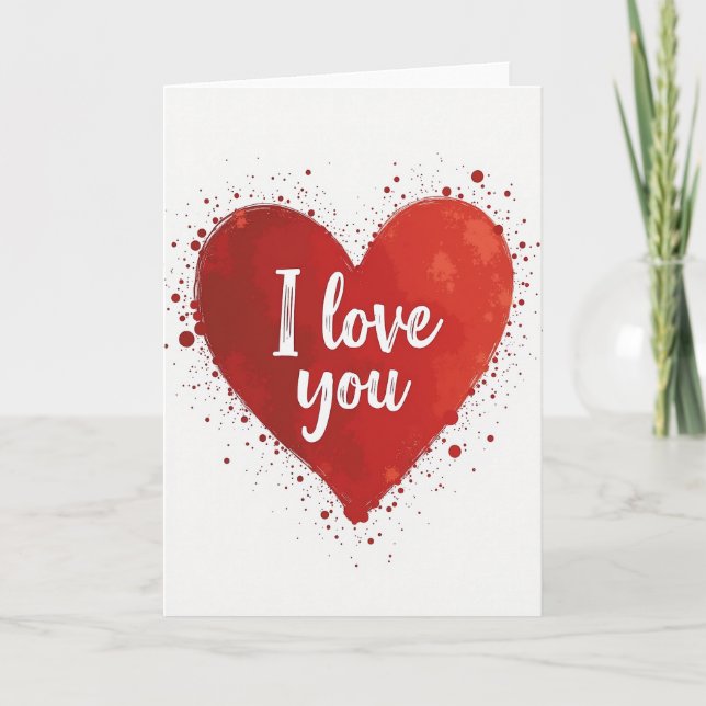 Tarjeta Red Heart Love You Art Card (Anverso)