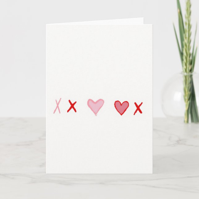 Tarjeta Red Hearts And Xs Love Card (Anverso)