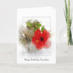 Tarjeta Red hibiscus flower Grandma birthday<br><div class="desc">Bright red hibiscus flower in thin frame for Grandma's birthday</div>