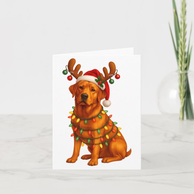Tarjeta Red Lab Christmas Tree Light Pajama Labrador Dog L (Anverso)