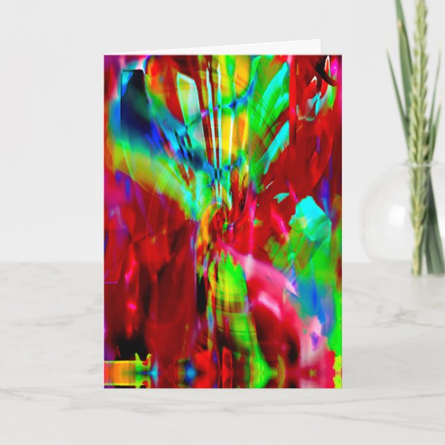 Tarjeta Red Lime Green Abstract Dreamasy Fantasy Flower (Anverso)