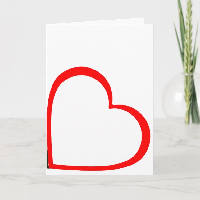 Tarjeta Red Lined Heart On Side Minimalist  (Anverso)