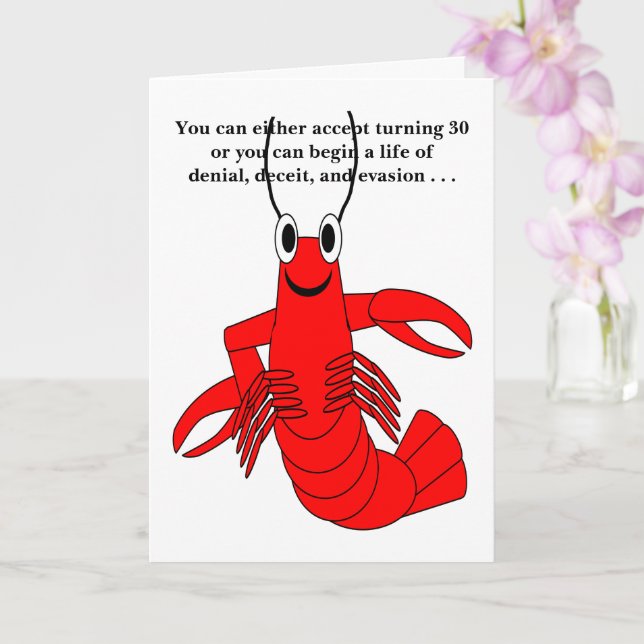 Tarjeta Red Lobster Humorous 30th Birthday Card (Orquídea)