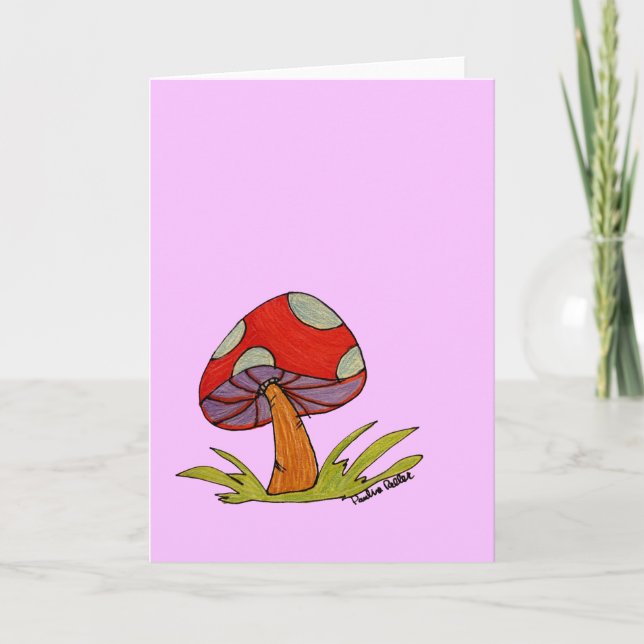 Tarjeta Red Mushroom with purple background (Anverso)
