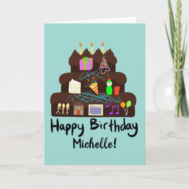 Tarjeta Red Neuronal de Cumpleaños Friki (Anverso)