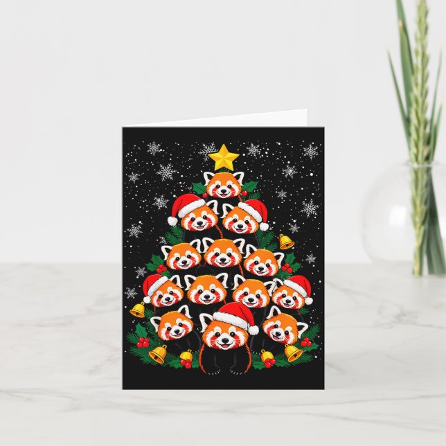 Tarjeta Red Panda Christmas Tree Funny Animal  (Anverso)