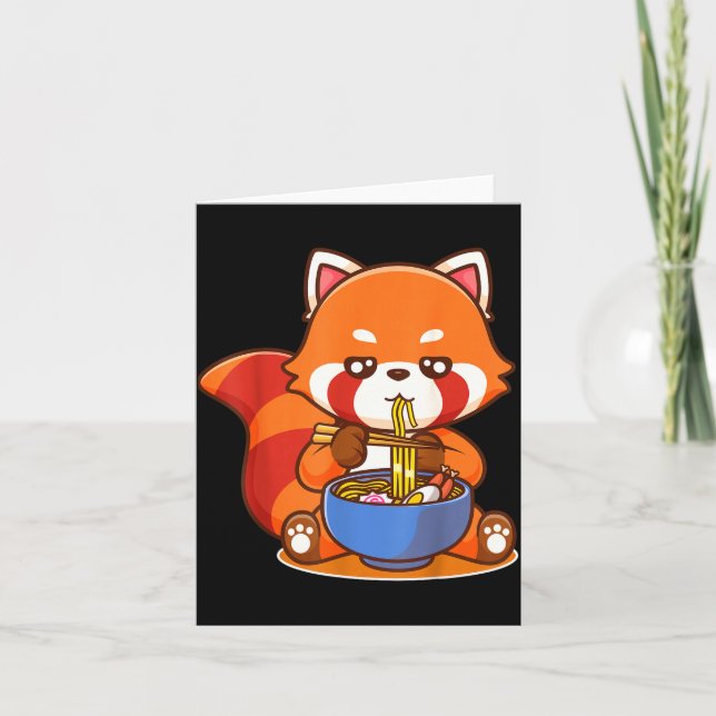 Tarjeta Red Panda Eating Ramen Japanese Soup Zoo Animal Zo (Anverso)