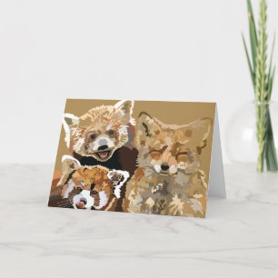 Tarjeta Red Panda y Red Fox, amigos para siempre