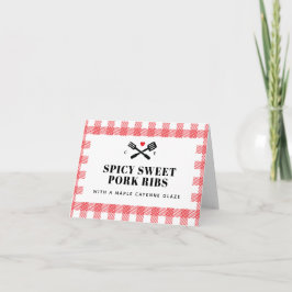 Tarjeta Red Picnic Plaid I Do BBQ Description Card