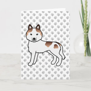 Tarjeta Red Piebald Siberian Husky Cute Cartog Perro