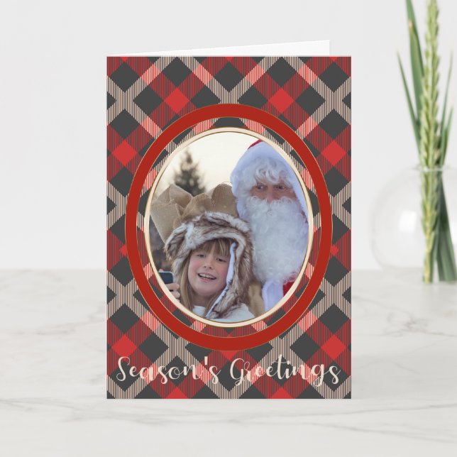 Tarjeta Red Plaid y Woodland TU FOTO (Anverso)
