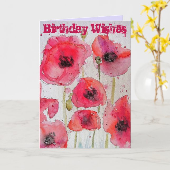Tarjeta Red Poppy Poppies Flor Watercolor Art Card (flor amarilla)
