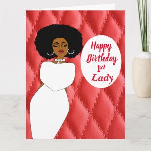 Tarjeta Red Quilted African First Lady Birthday