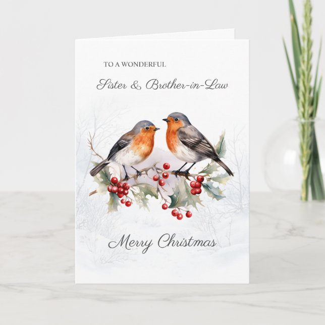 Tarjeta Red Robin Holly Sister Navidades cuñados (Anverso)