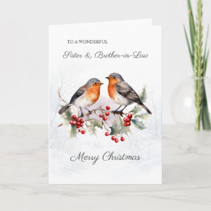 Tarjeta Red Robin Holly Sister Navidades cuñados