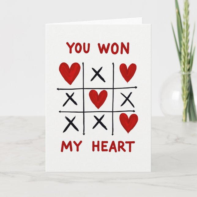 Tarjeta Red Romantic Tic Tac Toe Card (Anverso)