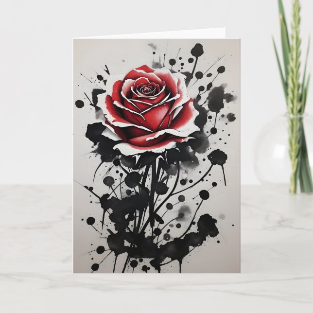 Tarjeta Red Rose - Watercolor flowers (Anverso)